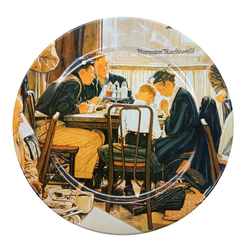 Norman Rockwell "Saying Grace" Collectors Plate Metal Brantwood Collection 1981